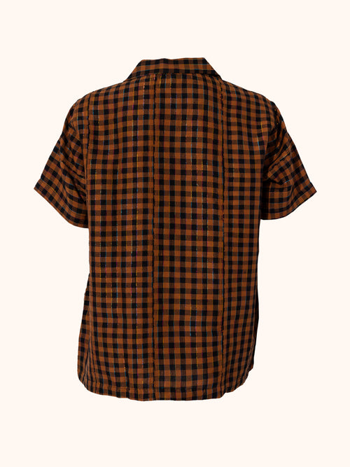 Aso Oke Shirt, Brown Black