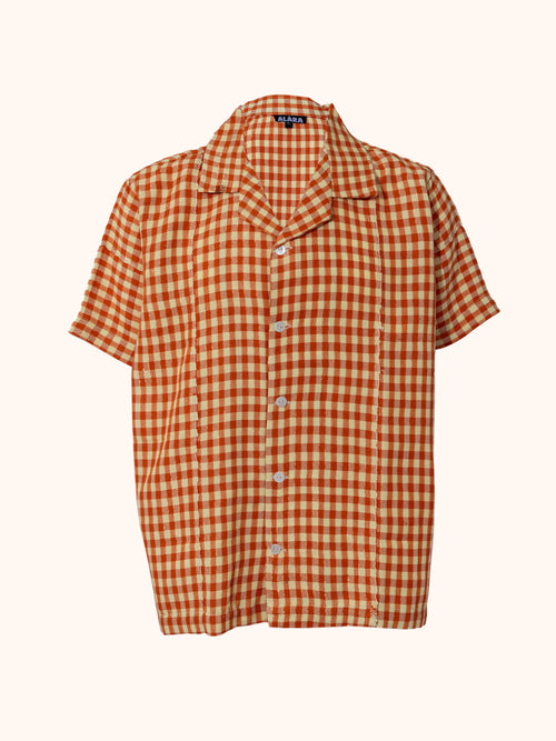 Aso Oke Shirt, Orange Tan