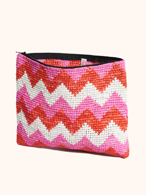 Zig Zag Pouch, Red Pink
