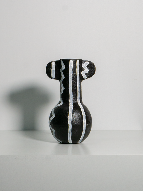 Tilwane Pulp Pattern Vase, Black