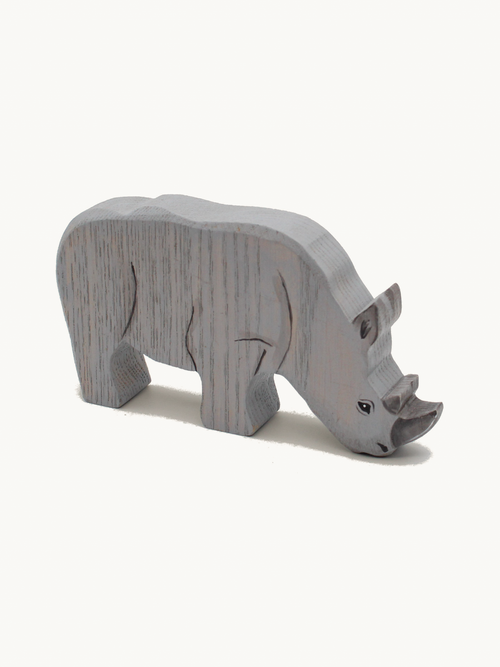 White Rhino Wooden Figure