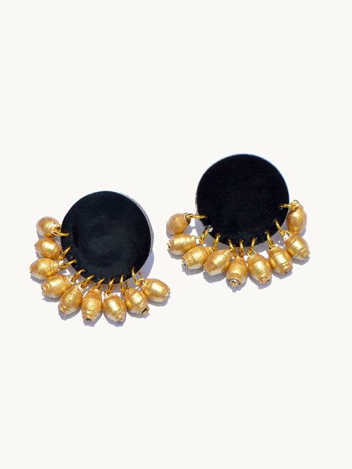 Gazania Earrings, Black Gold